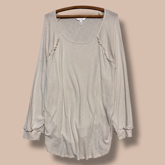 Lauren Conrad Top Women’s Plus 2X Cream Dolman Long Sleeve Blouse Cottagecore - Picture 3 of 7